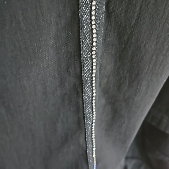 Black tie waist pants with line of sparkly stones going down each pants leg - Picture 7 of 7